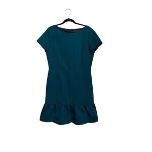 Brooks Brothers Sheath Ruffle Hem Dress Size 12 Dark Green